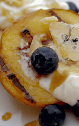 Grilled Peaches with Caveman Blue