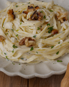 Creamy Blue Cheese Pasta with Toasted Walnuts