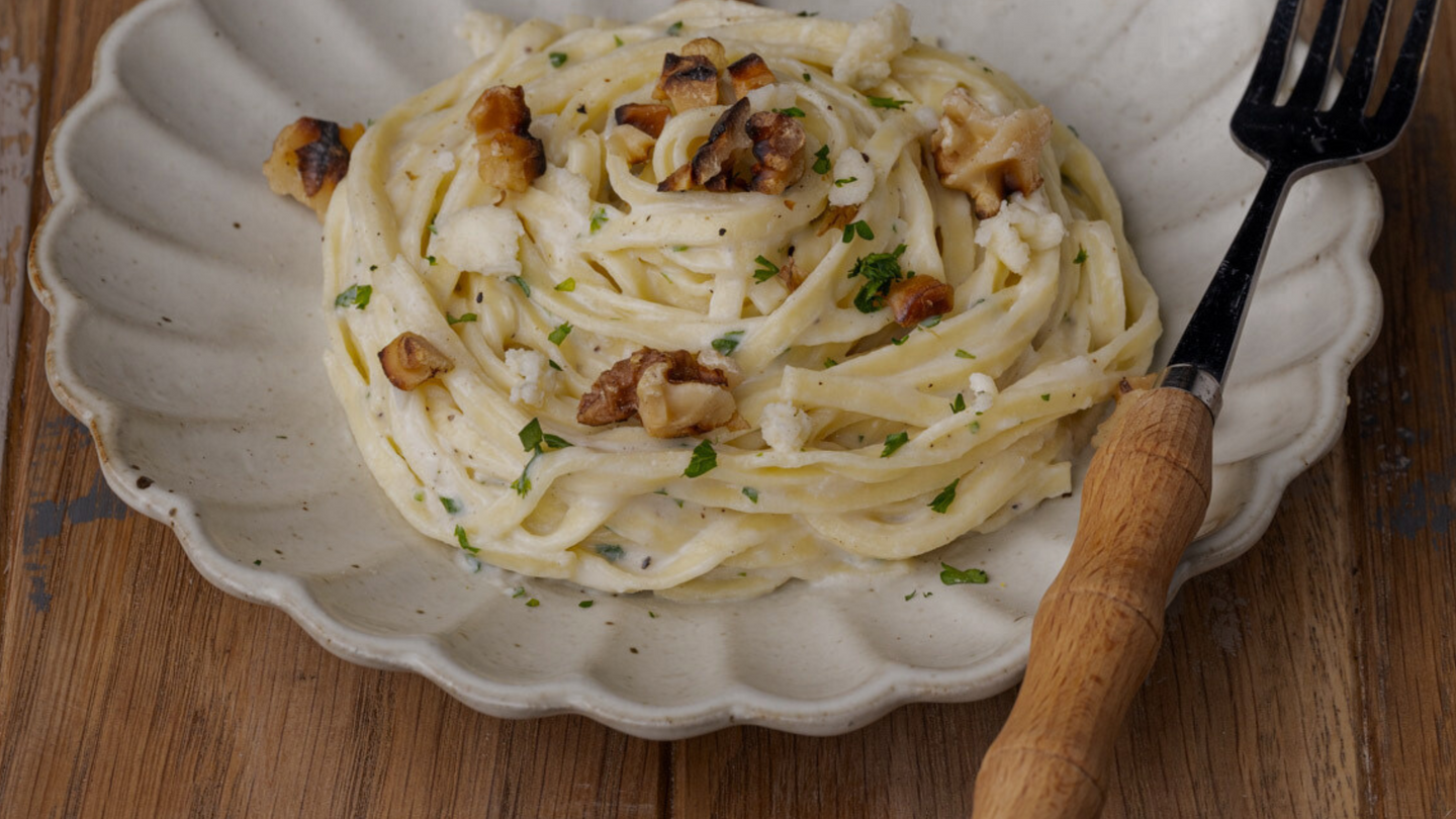 Creamy Blue Cheese Pasta with Toasted Walnuts