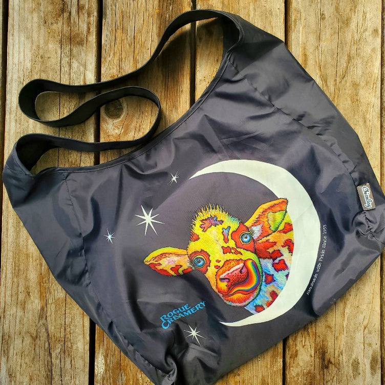 Rainbow Cow art on recycle bag