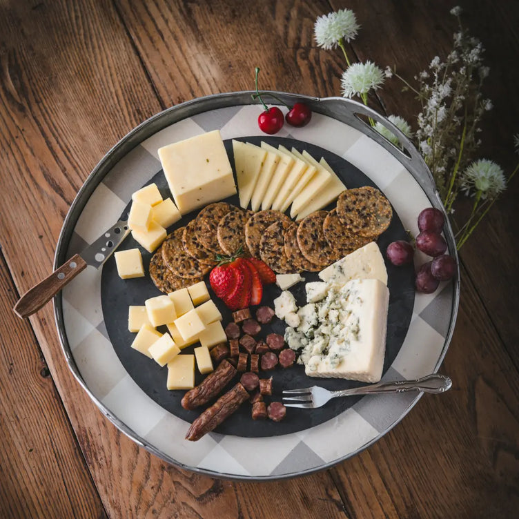 Organic Cheeses with crackers and salami