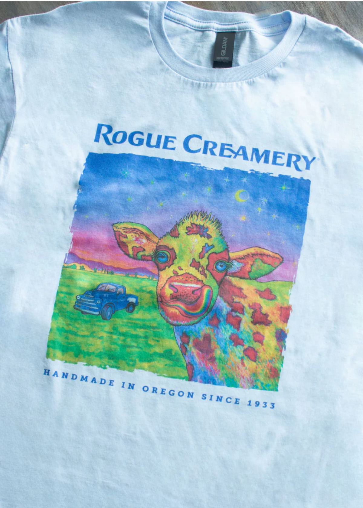 Rainbow Cow Shirt - Blue – Rogue Creamery
