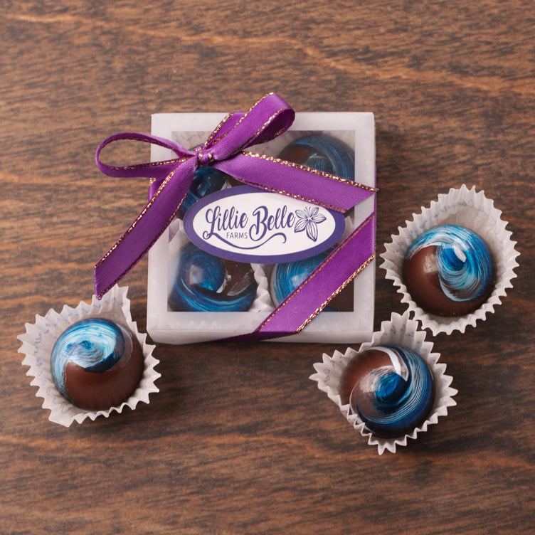 Organic Bon Bon Chocolates from Lillie Belles Chocolates on wooden table