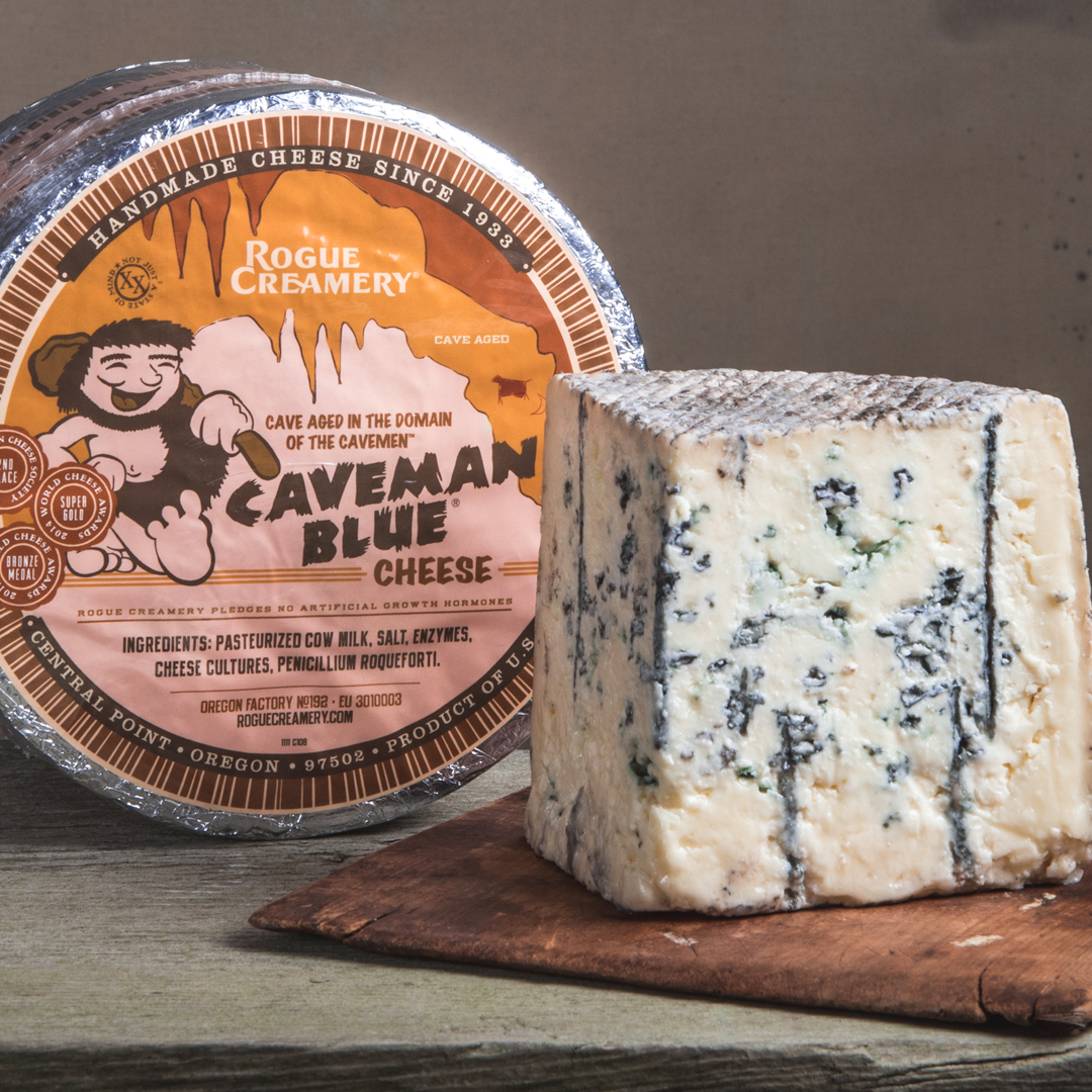 Rogue Creamery Organic Caveman Blue Cheese with Whole Wheel and Wedge