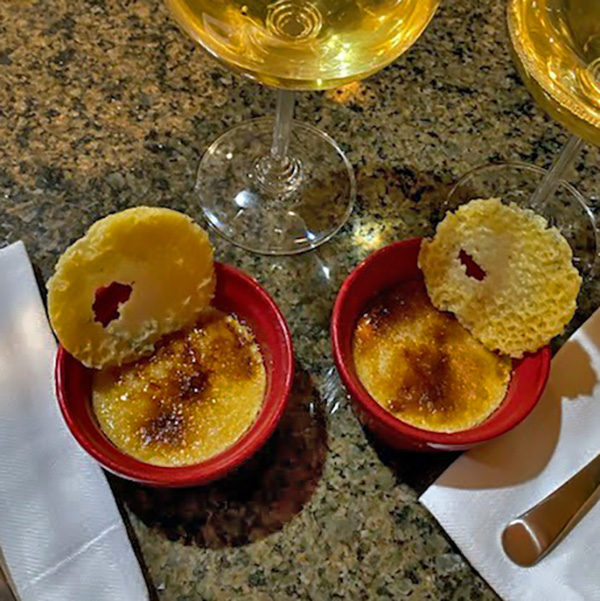 Rogue River Creme Brulee with white wine